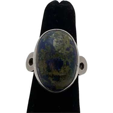 Vintage Sterling Silver and Lapis Signet Ring - image 1