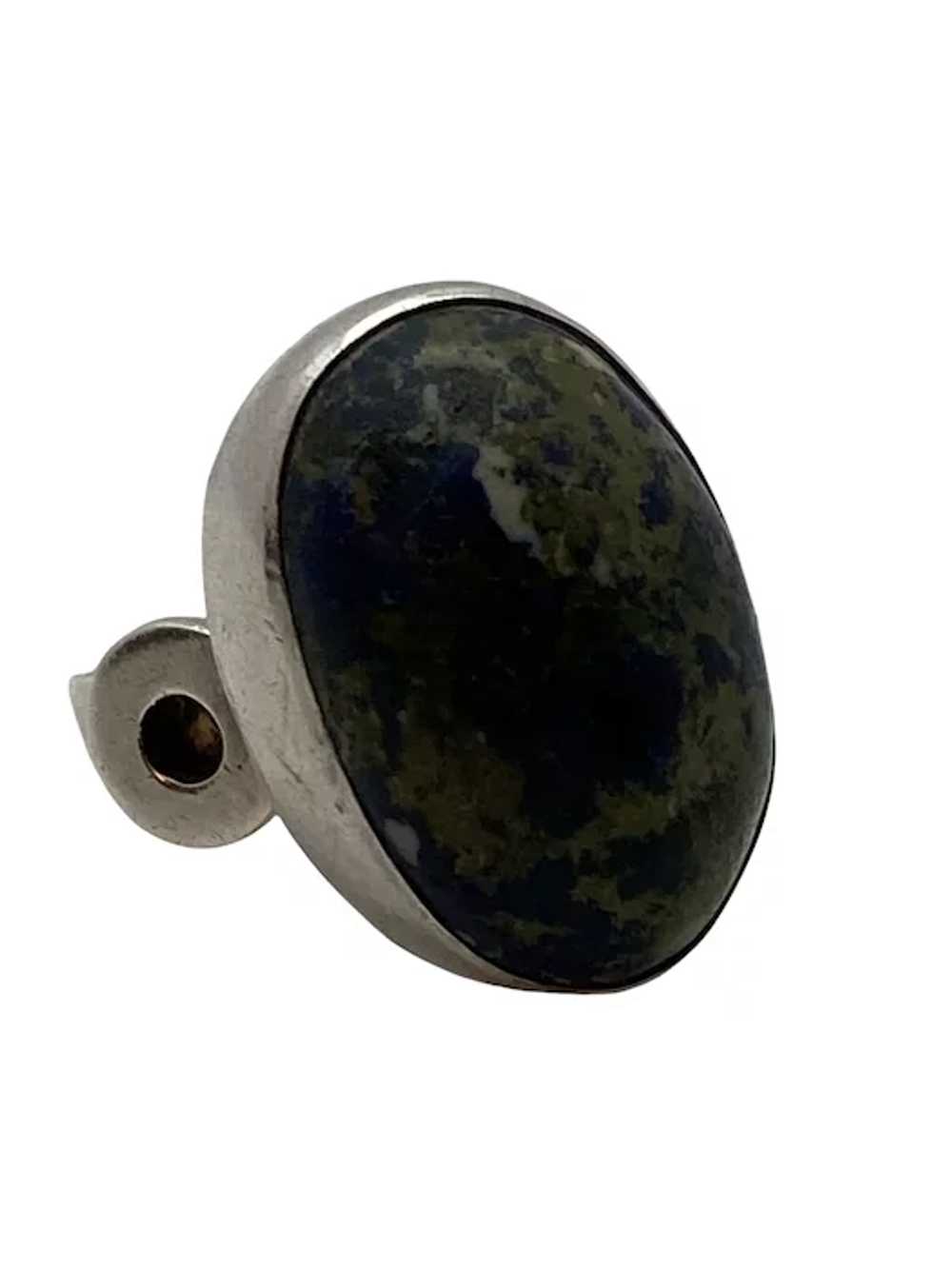 Vintage Sterling Silver and Lapis Signet Ring - image 2