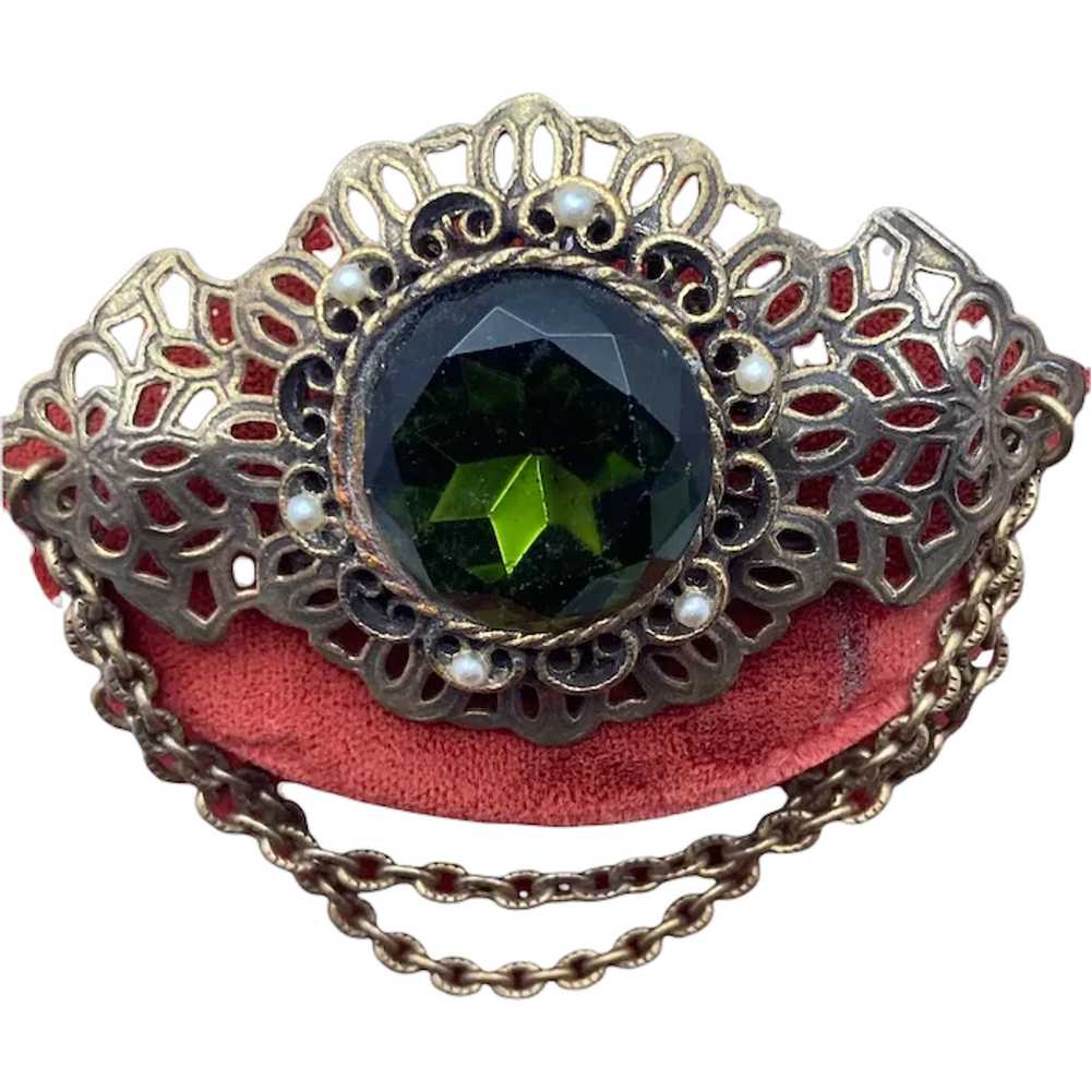 Vintage Edwardian Style Rhinestone Swag Brooch - image 1