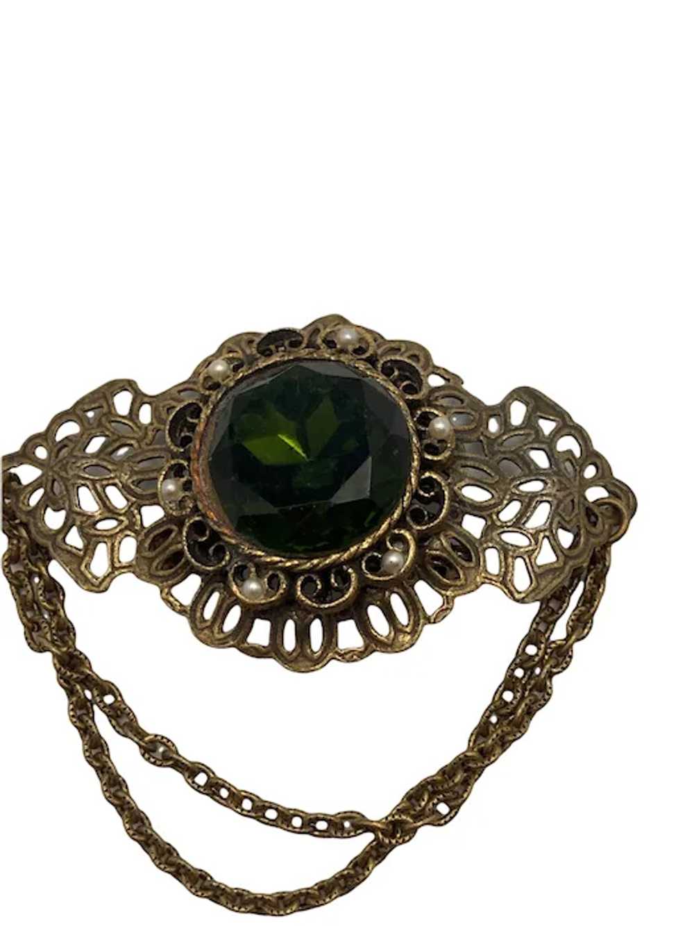 Vintage Edwardian Style Rhinestone Swag Brooch - image 5