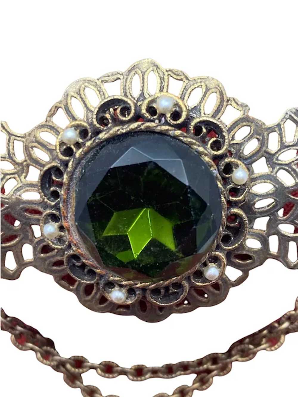 Vintage Edwardian Style Rhinestone Swag Brooch - image 6