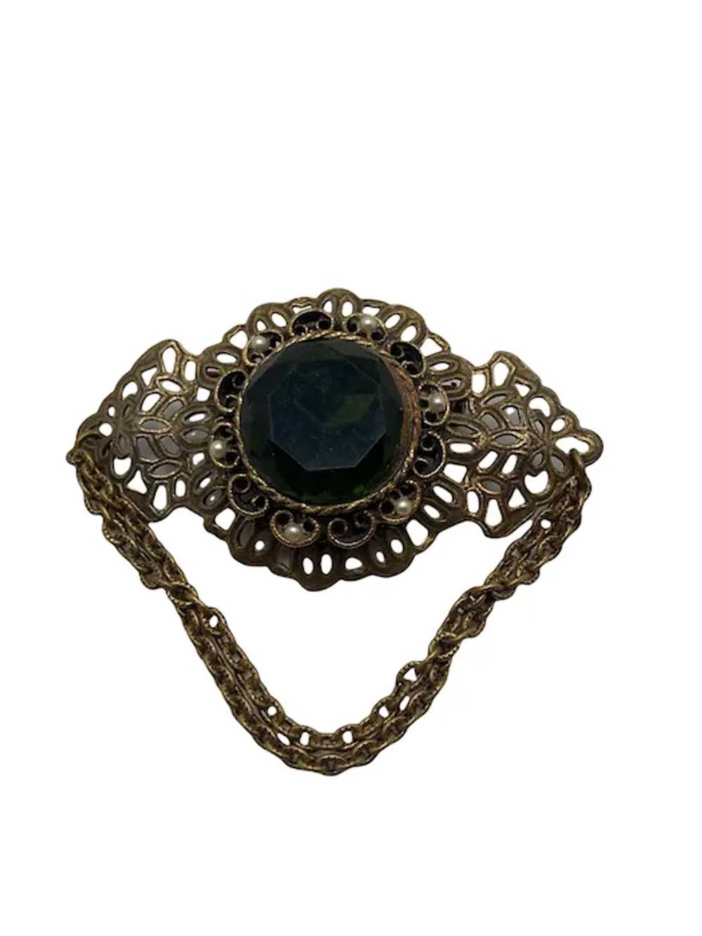 Vintage Edwardian Style Rhinestone Swag Brooch - image 8