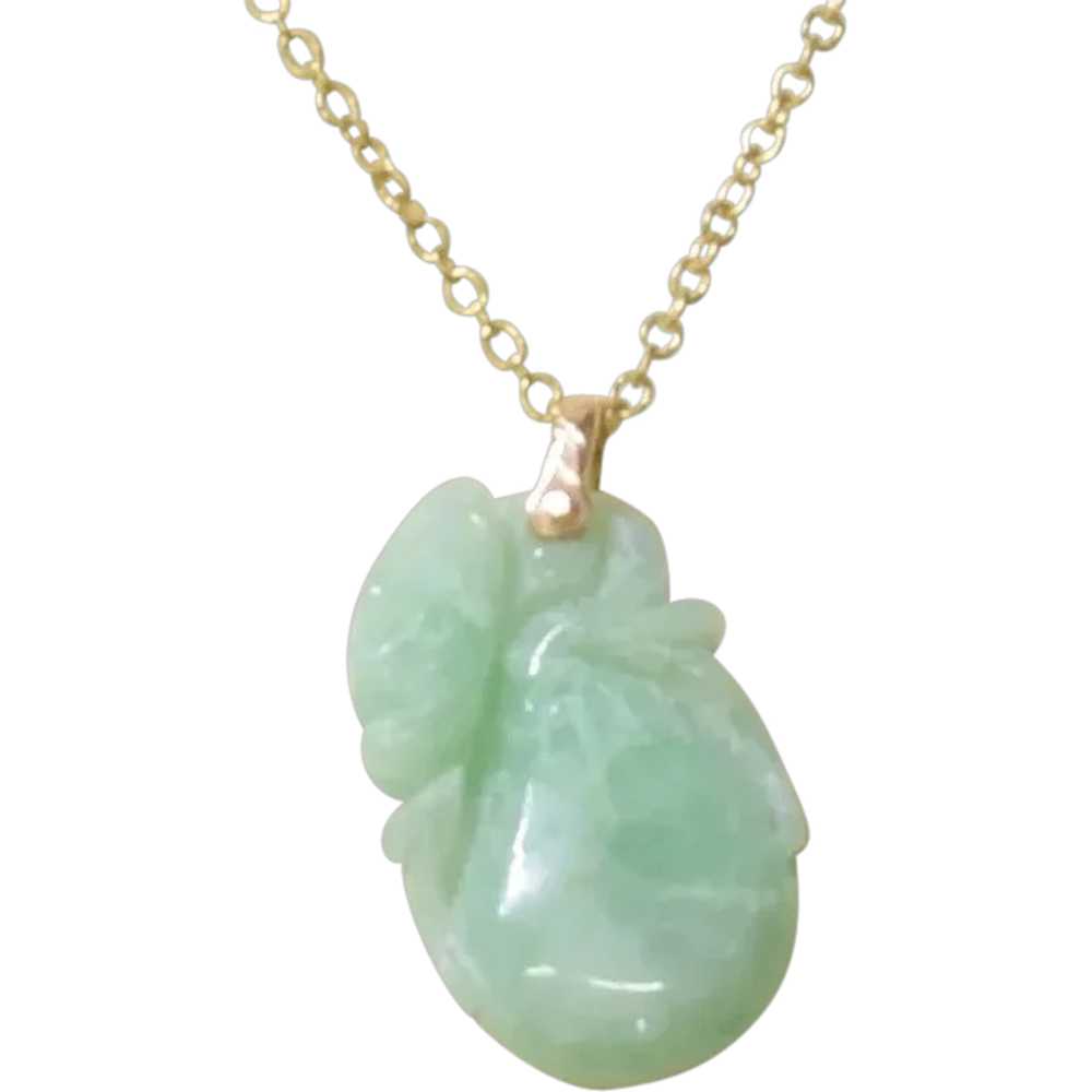 Natural Jade (Jadeite) Pendant in 14k Yellow Gold… - image 1