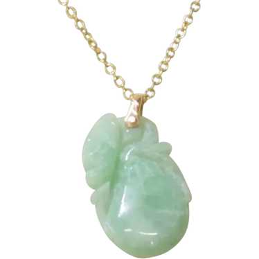 Natural Jade (Jadeite) Pendant in 14k Yellow Gold… - image 1