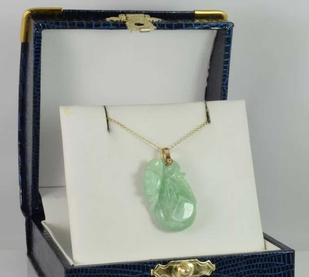 Natural Jade (Jadeite) Pendant in 14k Yellow Gold… - image 2
