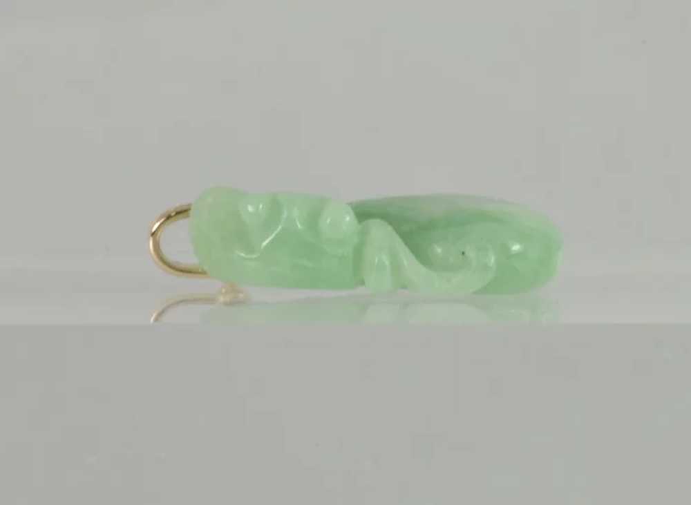 Natural Jade (Jadeite) Pendant in 14k Yellow Gold… - image 3