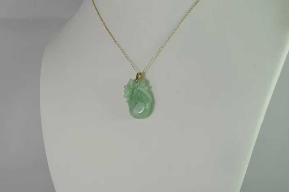 Natural Jade (Jadeite) Pendant in 14k Yellow Gold… - image 4