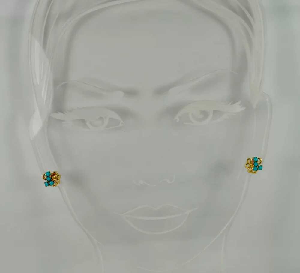 14k Yellow Gold Turquoise (Natural) Earrings - image 5
