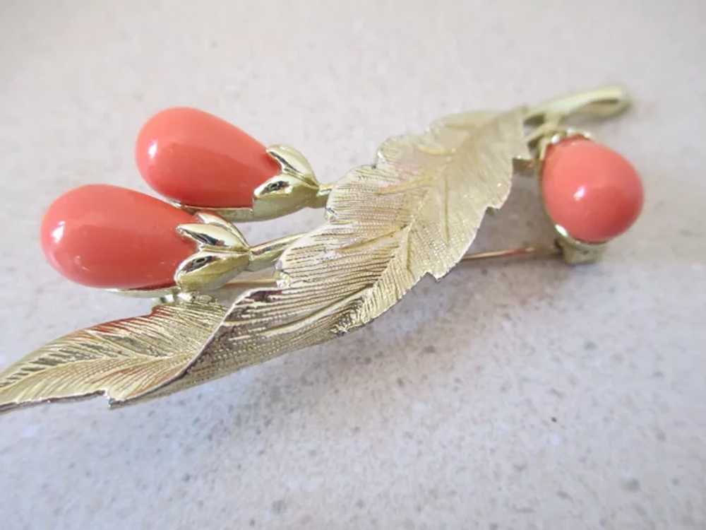Pink Lucite Leaf Brooch/Sarah Coventry - image 5