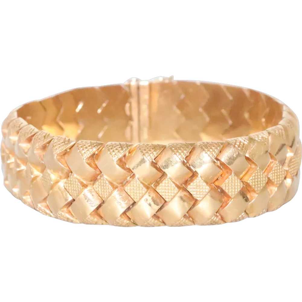 Vintage 18 KT Yellow Gold Braided Designed Bracel… - image 1