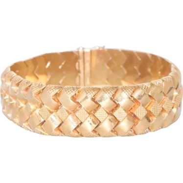 Vintage 18 KT Yellow Gold Braided Designed Bracel… - image 1