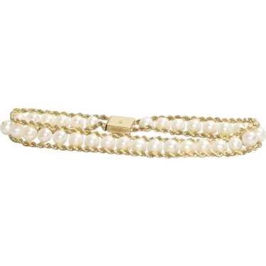 Vintage 14KT Yellow Gold Pearl Rope Bracelet - image 1