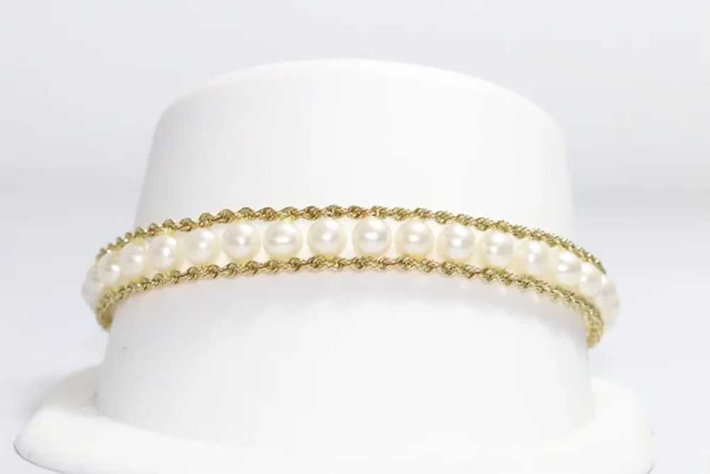 Vintage 14KT Yellow Gold Pearl Rope Bracelet - image 2