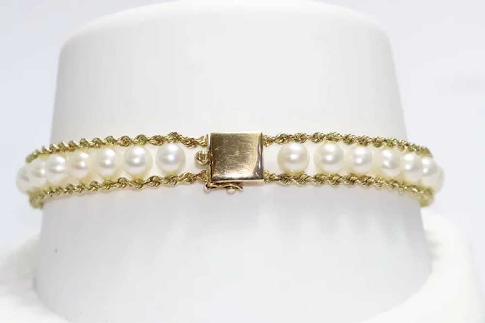 Vintage 14KT Yellow Gold Pearl Rope Bracelet - image 3