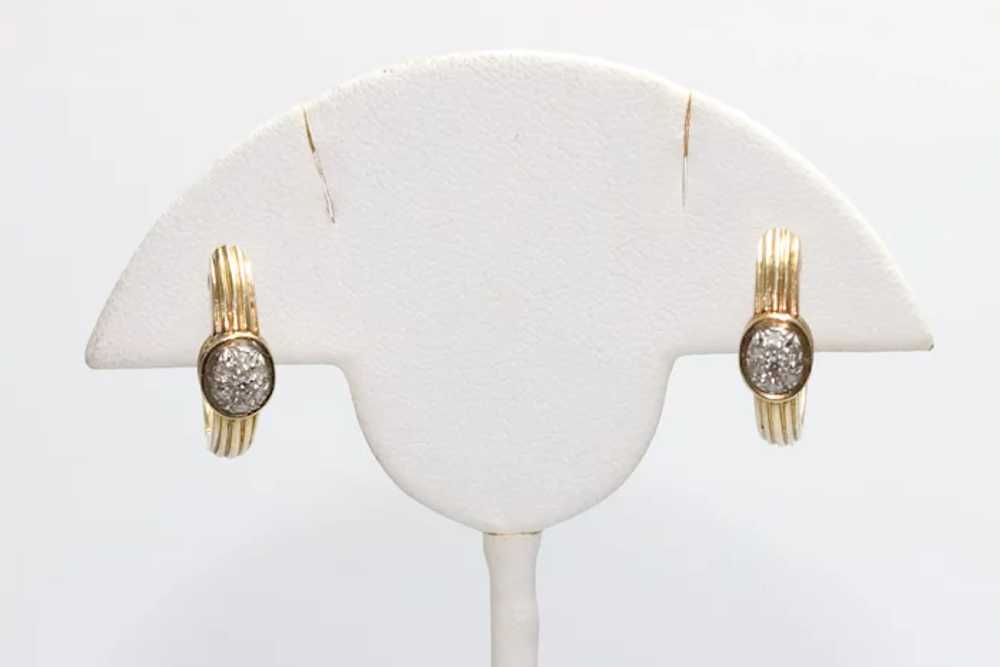 14KT Yellow Gold Diamond Pave Puff Earrings - image 2