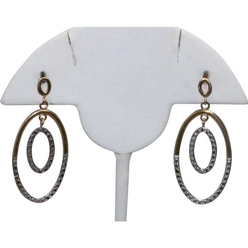 14KT Two Tone Gold Dangle Earrings - image 1