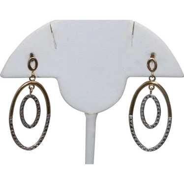 14KT Two Tone Gold Dangle Earrings - image 1