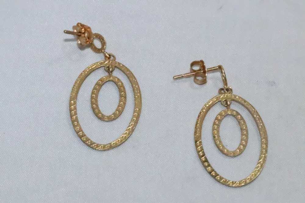 14KT Two Tone Gold Dangle Earrings - image 3