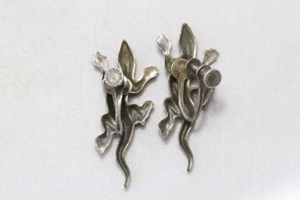 Vintage Sterling Silver Lizard  Screw Clip On Ear… - image 3