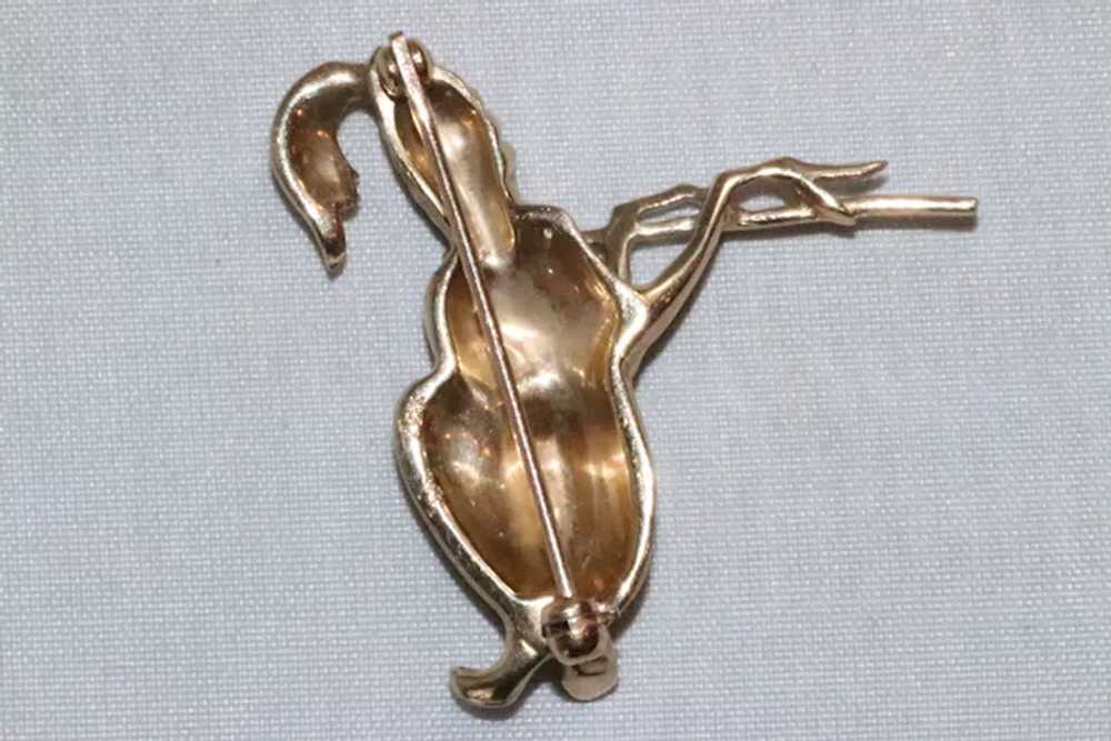Vintage 14K Yellow Gold Ruby Flute Musician Brooch - image 3