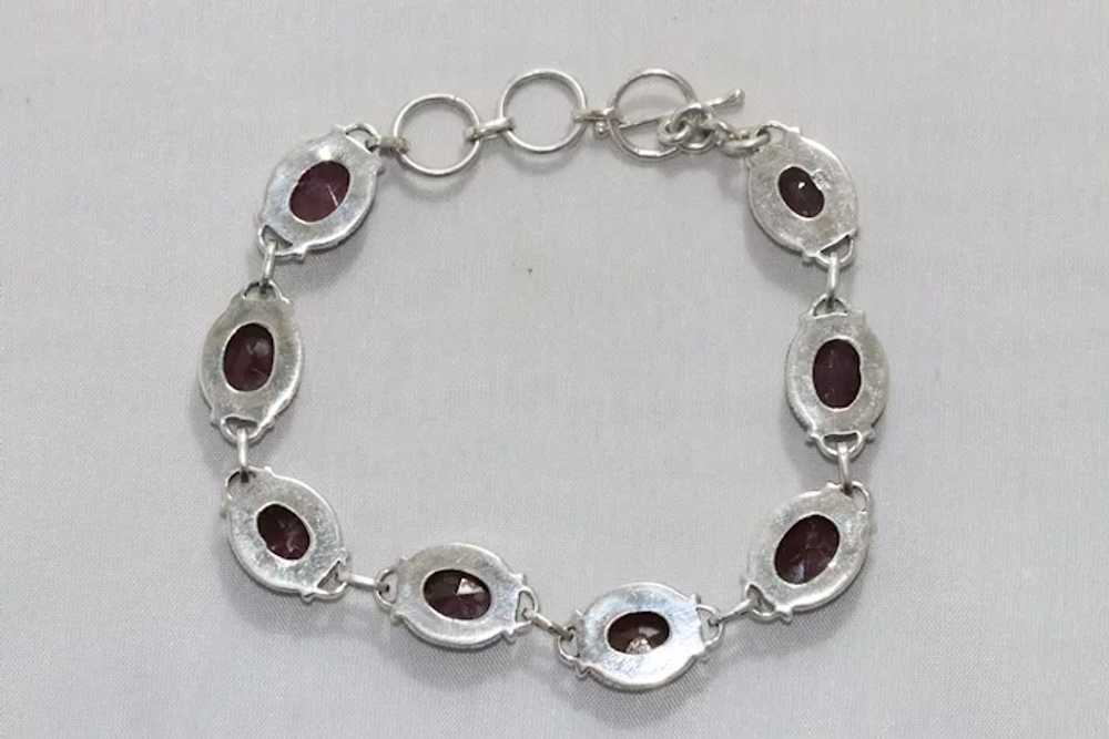 Sterling Silver Round Glass Filled Faceted Ruby B… - image 3