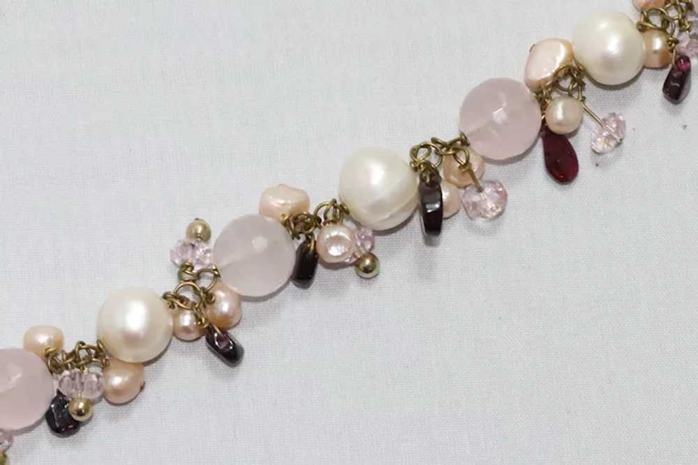 Rose Quartz Garnet and Pearl Bracelet - image 2