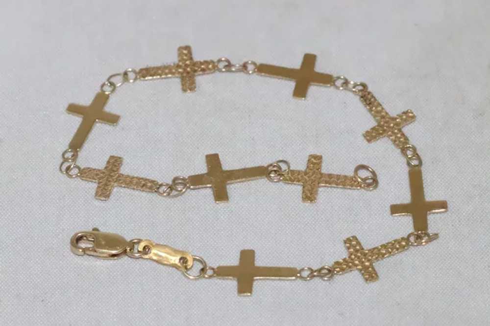 14KT Yellow Gold Cross Bracelet - image 2