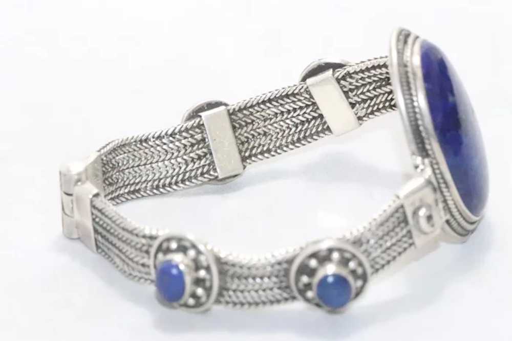 Vintage Sterling Silver Lapis Lazuli Braided Chai… - image 3