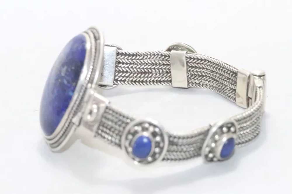 Vintage Sterling Silver Lapis Lazuli Braided Chai… - image 4