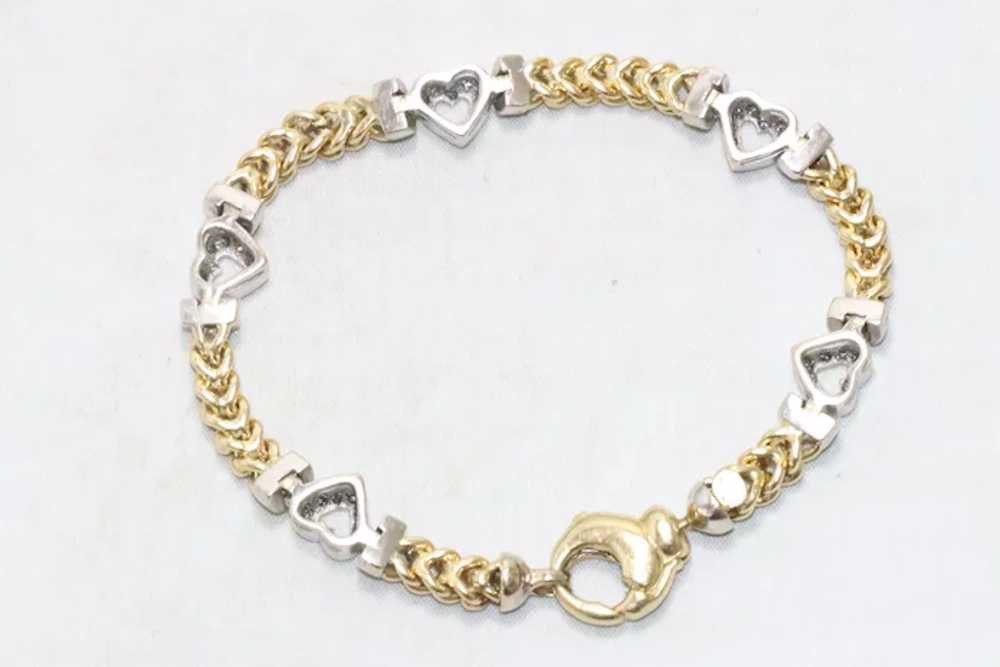 14K Two Toned Diamond Heart Bracelet - image 2