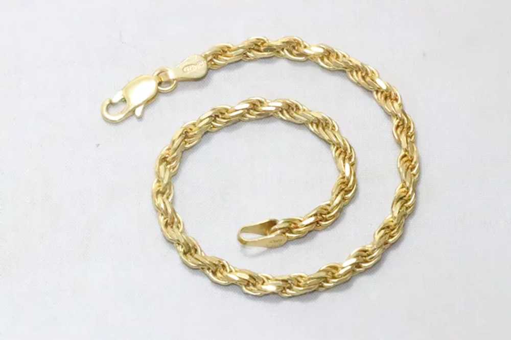 Sterling Silver Gold Overlay Italian Rope Chain B… - image 2