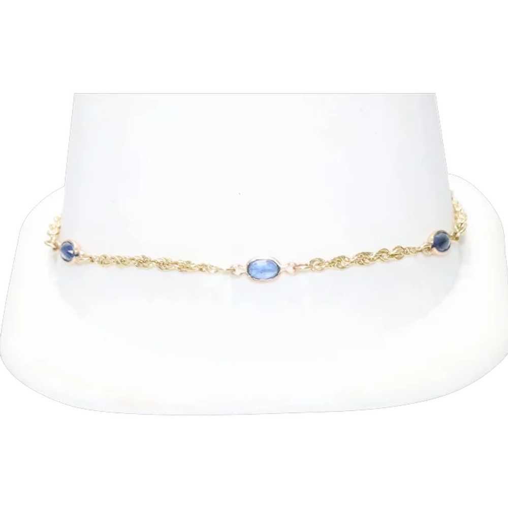 14KT Yellow Gold 1.0CT Sapphire Rope Chain Bracel… - image 1