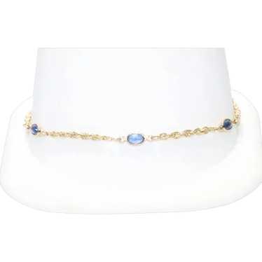 14KT Yellow Gold 1.0CT Sapphire Rope Chain Bracel… - image 1