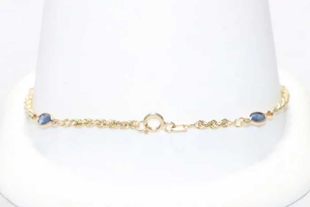14KT Yellow Gold 1.0CT Sapphire Rope Chain Bracel… - image 2