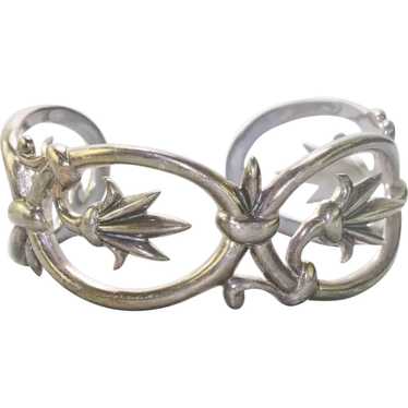 Vintage Sterling Silver Fleur-de-lis Bangle Bracel