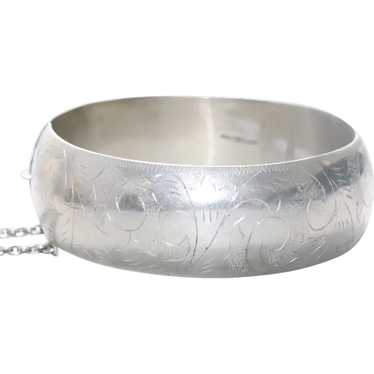 Vintage Sterling Silver Swirl Bangle Bracelet - image 1