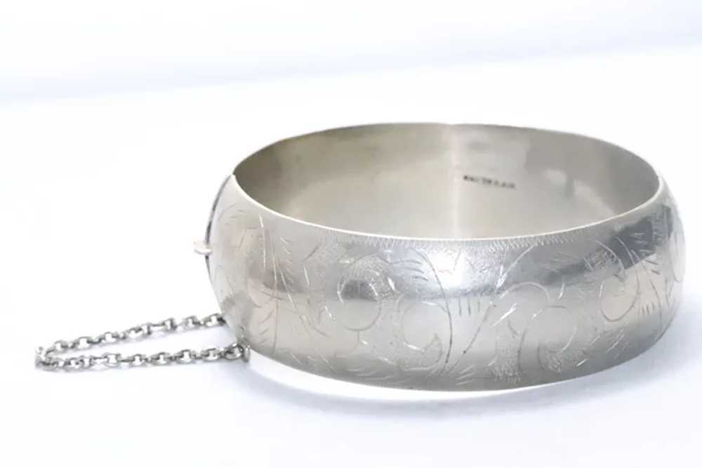 Vintage Sterling Silver Swirl Bangle Bracelet - image 2