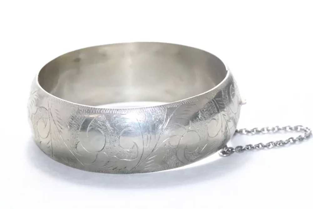 Vintage Sterling Silver Swirl Bangle Bracelet - image 4
