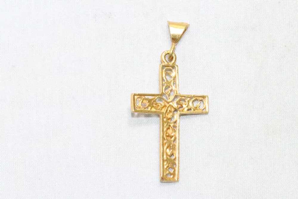 21KT Yellow Gold Filigree Diamond Cut Jesus On Cr… - image 2