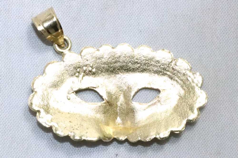 Vintage 14KT Yellow Gold Masquerade Mask Pendant - image 2