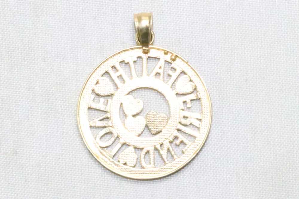 14KT Two Tone Gold Faith Love Friend Medallion - image 2