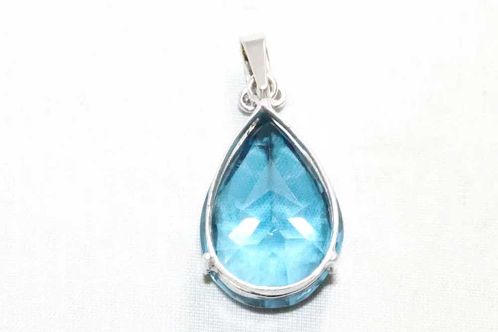 Vintage 14KT White Gold Blue Topaz .15 CT Diamond… - image 2