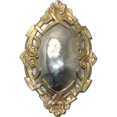 Louis Booth Sterling Oval Mixed Metal Brooch with Sem… - Gem