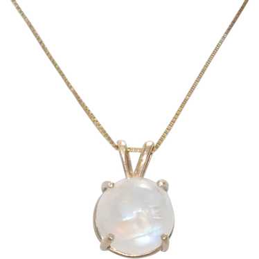14k Yellow Gold Prong Set Moonstone Necklace