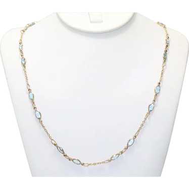 Sterling Silver Marquise Blue Topaz Necklace