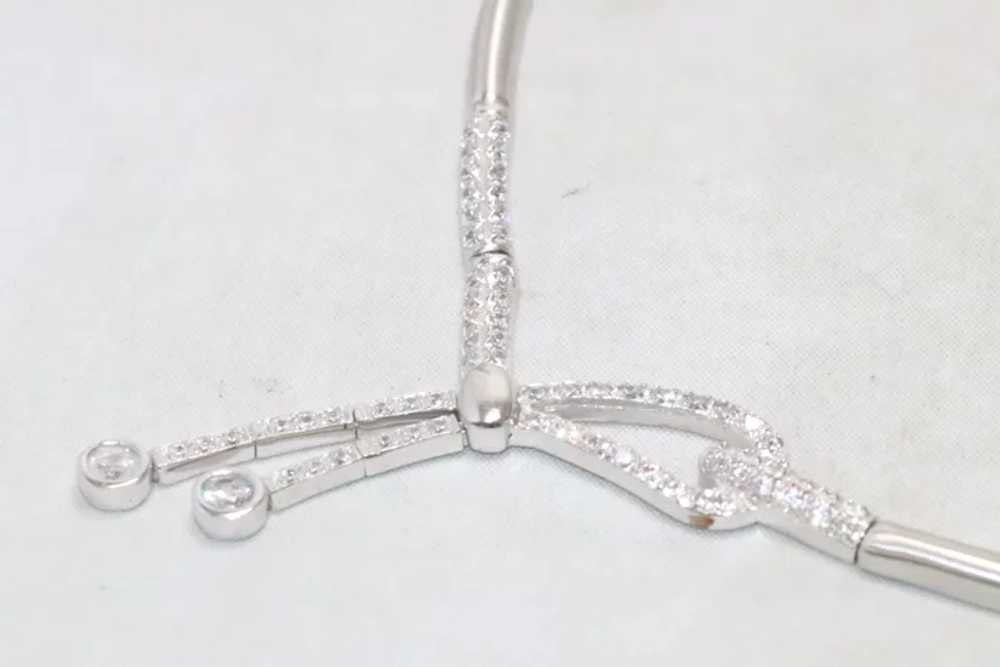 Vintage 14KT White Gold Cubic Zirconia Stone Neck… - image 3