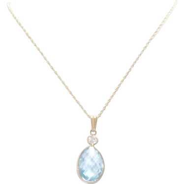 14KT Gold Blue Topaz Necklace