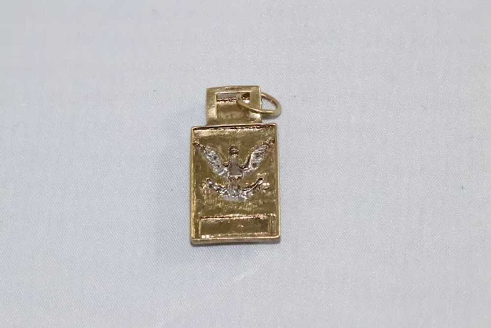 Vintage 10 KT Yellow Gold .10 CT Diamond Eagle Pe… - image 2