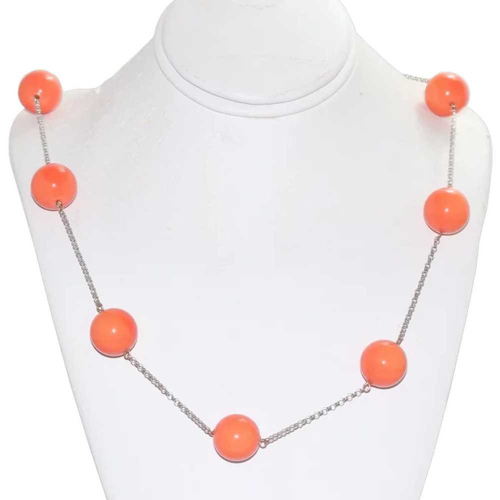 14KT White Gold Coral Necklace - image 1
