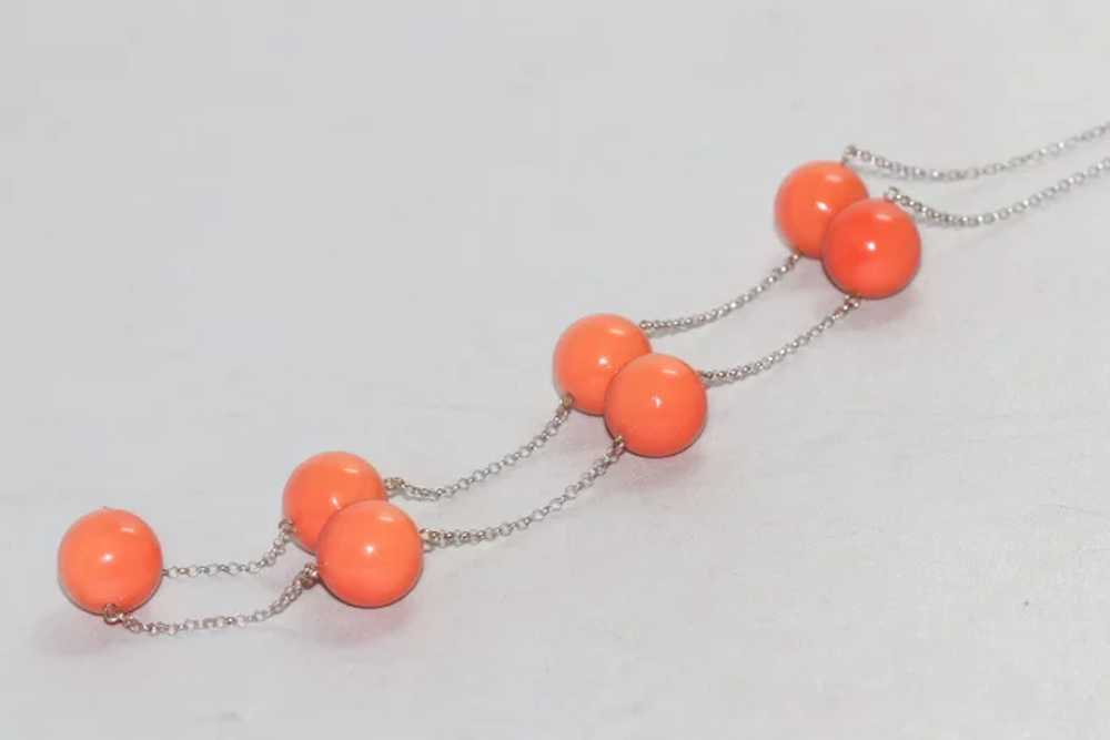 14KT White Gold Coral Necklace - image 2